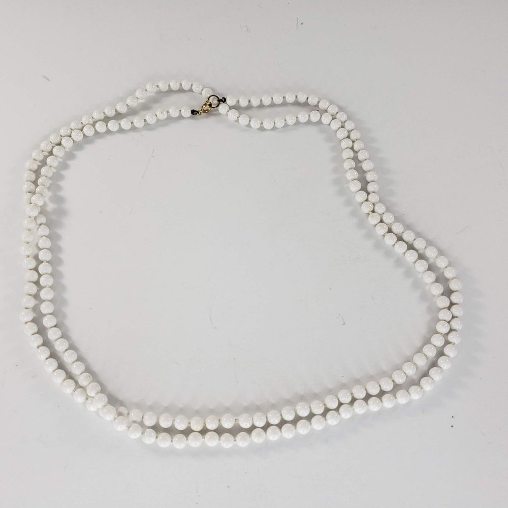 Kids Faux Pearl Necklace Costume Jewelry White Beads 50"